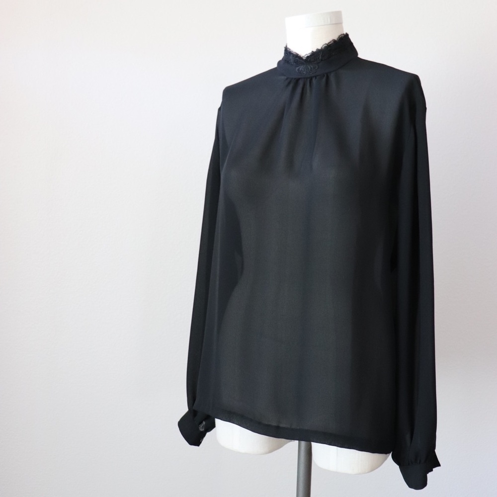Sheer black butterfly blouse